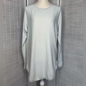 Lululemon Pale Blue Mint Knit Long Sleeve Thumb Slit Ribbed Hem Top Size 8